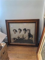 Large Photograph of 4 girls in ornate frame 30