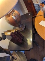 Antique Drop-leaf side table with brass feet