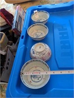 Set of 4 antique Chinese transluscent rice bowls