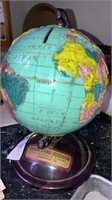 Vintage Desk top relief world globe bank Cambria