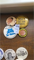 Political badge and other badges. 4 pieces
