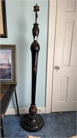 Antique Turned wood floor lamp- 70” tall