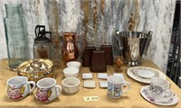 284 - MIXED LOT OF MUGS, VASES, VINTAGE PIECES