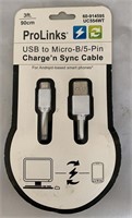 (1) USB TO MICRO-B/5 PIN CARGE'N SYNC CABLE