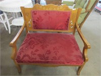 VTG ornate upholstery wooden twin chair
