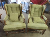 Two vintage wing back chairs