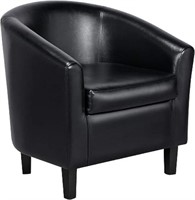 Yaheetech Accent Chair, Faux Leather Barrel Chair