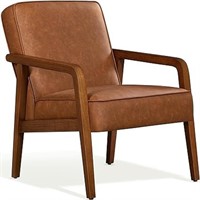 Yaheetech Pu Leather Accent Chair, Mid-century