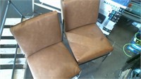 Set Of 2 Brown Leather Chairs