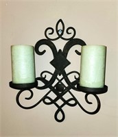 pair wrought iron wall sconces