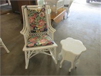 Nice wicker rocking chair and small end table