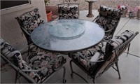 F - ROUND PATIO TABLE W/ 5 CHAIRS