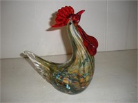 Murano Glass Rooster  9 inches tall