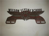 Wilson Flying School  Alum License Plate Topper