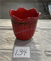 Red glazed planter, marked USA 1064