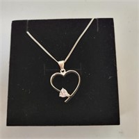 Sterling silver birthstone heart pendant necklace