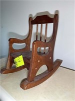 SMALL WOODEN DOLL ROCKING CHAIR