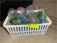 BASKET WITH GLASS CANDLE HOLDERS