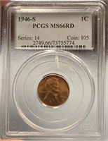 PCGS MS66RD 1946S Lincoln Wheat Cent Graded