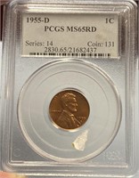 PCGS MS65RD 1955D Lincoln Wheat Cent