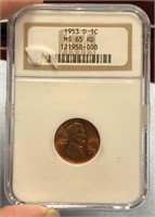 NGC MS65RD 1953D Lincoln Wheat Cent