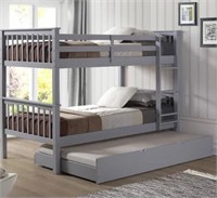 Walker Edison Solid Wood Twin Trundle Bed in Grey