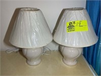 PAIR OF WHITE CERAMIC STYLE TABLE LAMPS