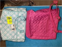 PAIR OF TOTE STYLE BAGS APPEAR NEW, PINK, GREEN