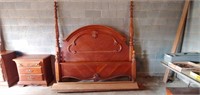 King size cherry? bed with beautifully carved