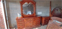 Cherry? Dresser and mirror.  Matches Lots 8860