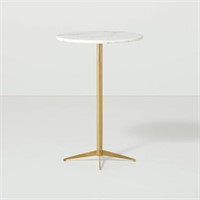 Marble Top Accent Table Brass/white