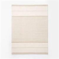 7'x10' Marina Striped Wool/cotton Area Rug Cream -