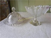 antique pressed glass cheese butter dome & tulip c