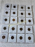 vintage wheat penny coins lot of 20 1916-55 bu!