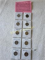 west ward journey mint nickels set  lot of 10 coin