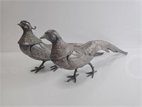 Pair of Antique Silver Plated Italian Pheasants