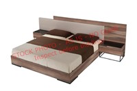 Matteo Italian Modern Walnut Fabric Bed,Q