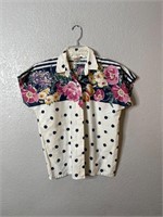 Vintage Polka Dot Floral Button Up Shirt