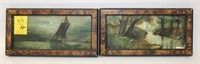 2pc Watercolors in Victorian Frames signed