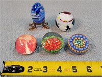 1.75" Glass Paperweights & 1-Egg