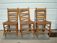 Three Slat Wood Chairs
