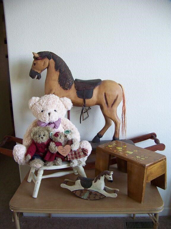 Rocking Horse, Stools, Stuffed Bears