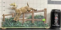 Cast iron deer jumping fence doorstop