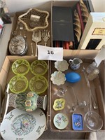 Misc lot glassware- candles- serving ware 4 boxes