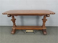 Inlaid Wood Sofa Or Hall Table - Heavy Pedestal