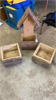 3 Wood Flower Boxes