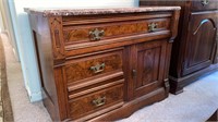 Victorian red marble top Walnut wash stand 33