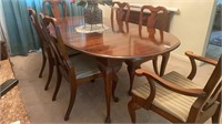 Modern Cherry dining table (opens to 80”) and six