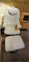 White Vinyl Chair w/ Ottoman