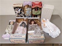 Lot of Assorted Porcelain Dolls in Boxes